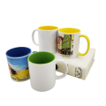 Bajo MOQ buen precio de 11 oz tazas de color cerámica mango de color de color interno tazas de sublimación de color interno en venta